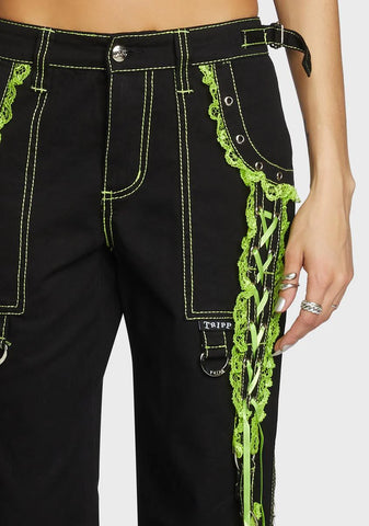 Green Lace Dark Street Pants