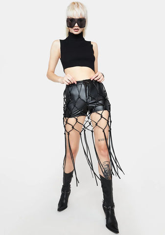 Overachiever Net Fringe Shorts