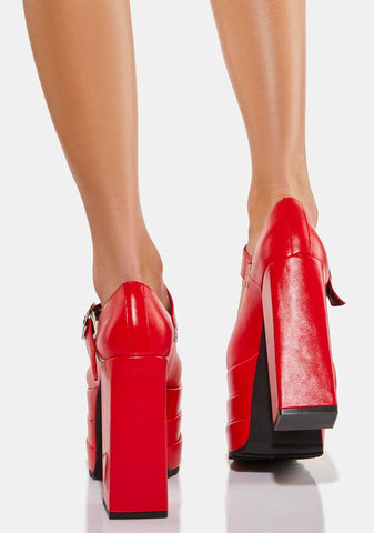 Red Love Demon Platform Heels