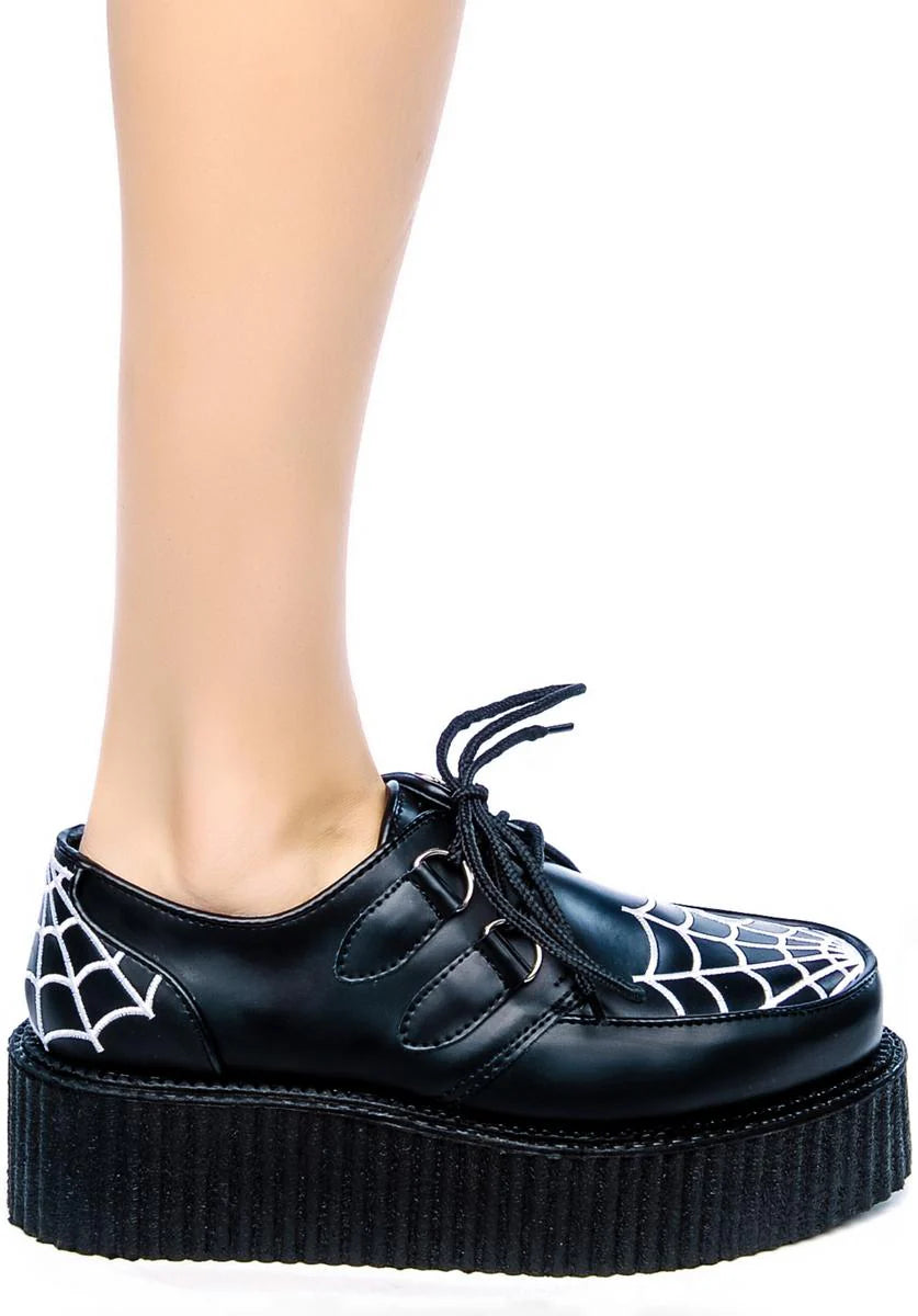 Spider Web Embroidered Creepers