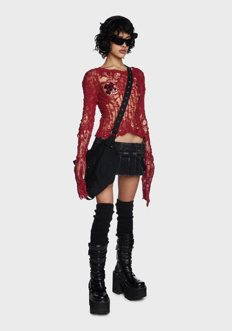 Modulation Open Weave Crop Sweater