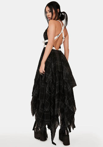 Distortion Plaid Midi Dress