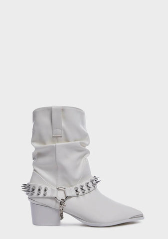 White Death Proof Lo Spike Cowboy Boots