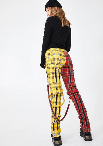 Split Leg Plaid Bondage Pants