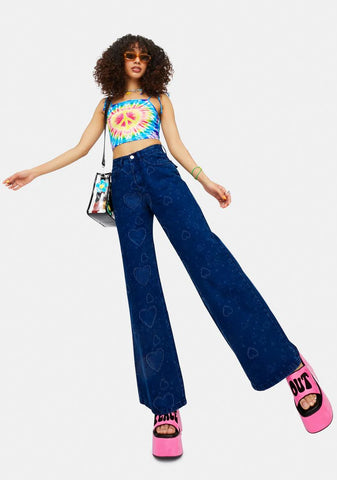 Come To Life Heart Twill Wide Leg Pants