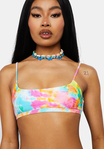 The Pink Tie Dye Crop Bikini Top