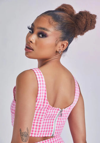 Diva Menage A Trois Gingham Corset Tank