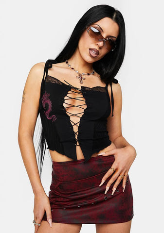 Red Cheese Mini Skirt