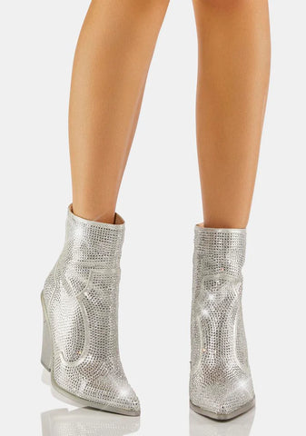 Silver Show Some Love Rhinestone Boots