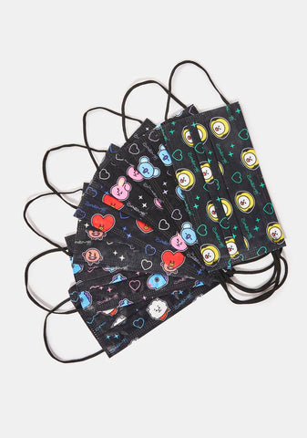 Black 3-Ply Disposable Protective Face Masks