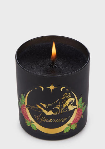 Rose Petal Aquarius Zodiac Candle