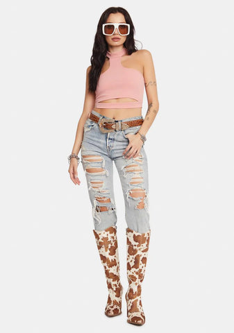 Do The Honors High Neck Halter Top