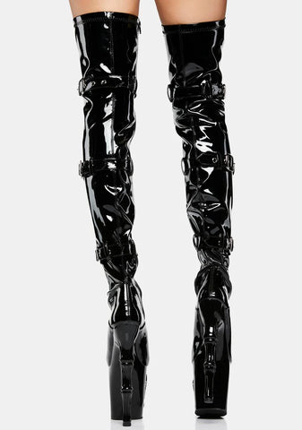Rapture-3028 Patent Thigh High Boots