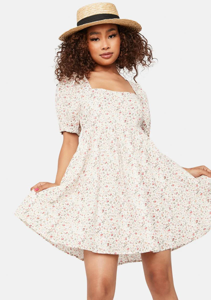 In The Garden Puff Sleeve Mini Dress