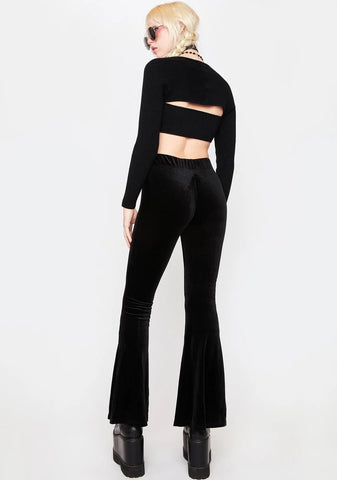 She Should Be There Velour Flare Pants