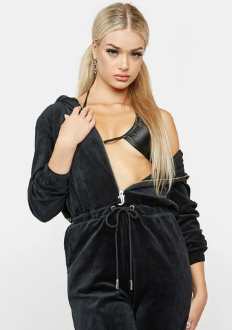 Liquorice Bling Velour Jumpsuit