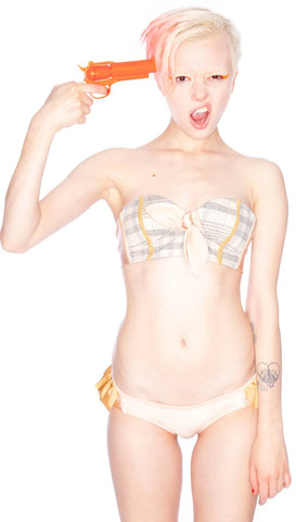 Vintage Check Bandeau Bikini