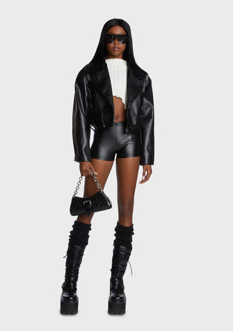 On The Edge Vegan Leather Shorts