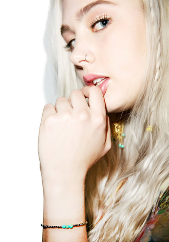 Triple Turquoise Bead Silver Bracelet