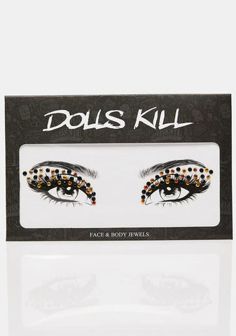 Tiered Orange & Black Rhinestone Face Gems