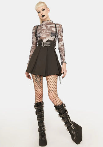 Side Rope Pleated Pinafore Dress