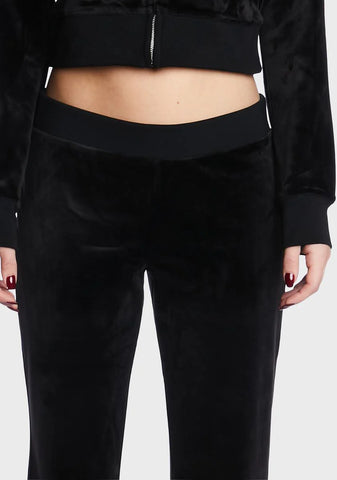 Black OG Big Bling Velour Track Pants