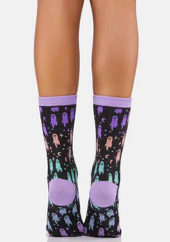 Rainbow Ghost Crew Socks