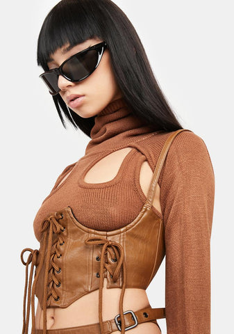 Atmosphere Lace-Up Vegan Leather Underbust Corset
