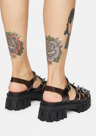 Slinky Platform Studded Sandals
