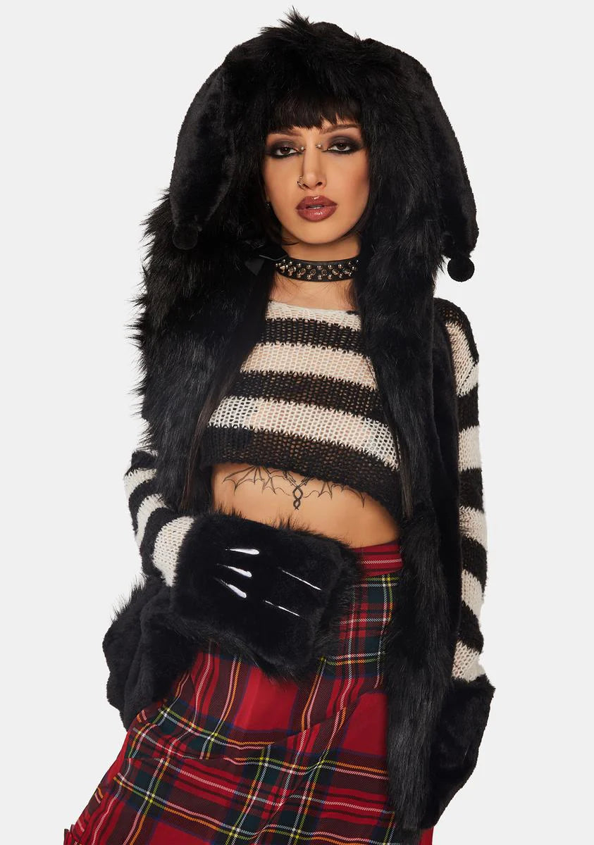 Beanie With Ears And Mitten Set