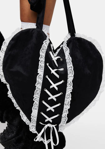 Lace Heart Tote Bag