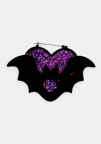 Purple Heart Bat Hoop Earrings