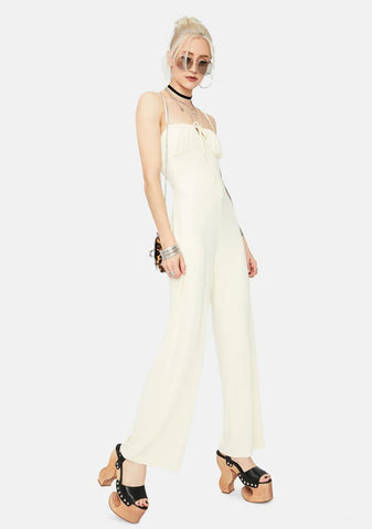 Blanc Ready Or Not Ribbed Tie Front Jumpsuit