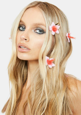 Resort Ready Hibiscus Hair Clip Set