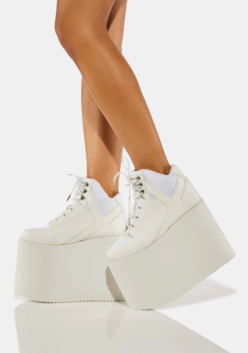 White Qozmo Sky Hi Platform Sneakers
