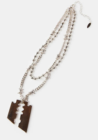 Compression Razor Blade Layered Necklace
