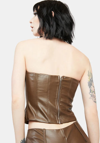 High Rise Nights Vegan Leather Corset Top