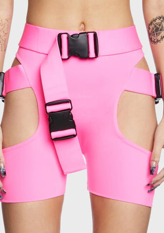 Buckle Biker Shorts - Pink
