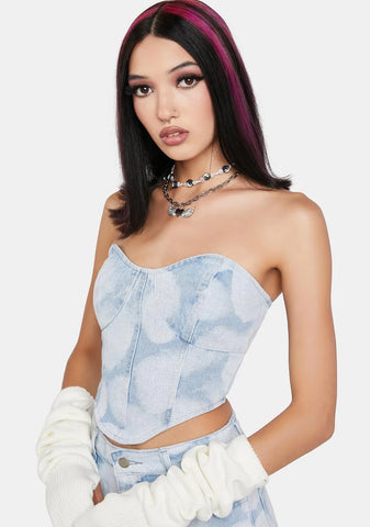 Look Ahead Denim Corset Top