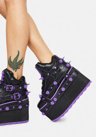 Purple Qozmo Bondage Rose Platform Sneakers
