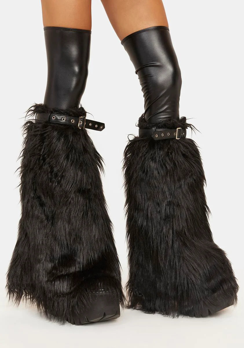 Dead Souls Punk Faux Fur Leg Warmers