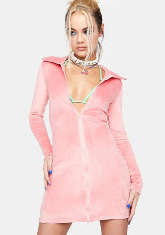 Moonlight Breeze Zipper Mini Dress