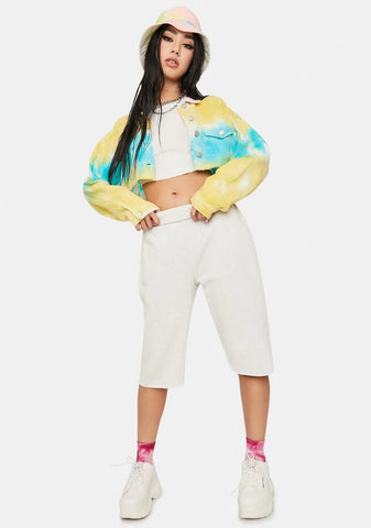Sun Dance Tie Dye Crop Denim Jacket