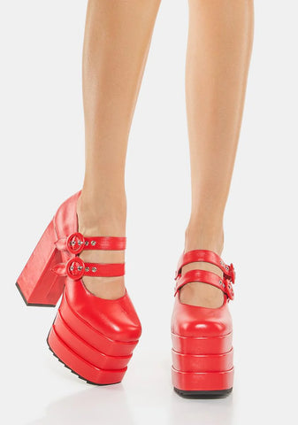 Red Known Target Platform Heels