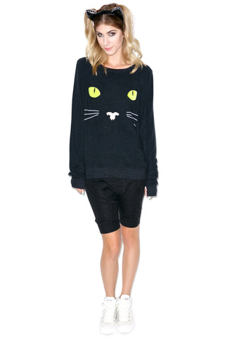 Black Cat Baggy Beach Jumper - Orange