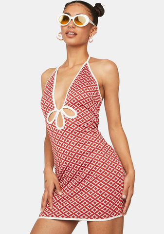Cut Out Halter Mini Dress