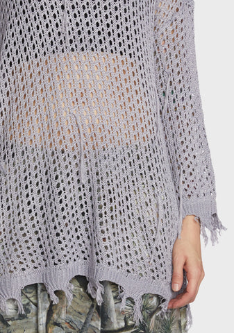 Quick Timing Crochet Top - Gray