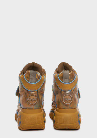 Camo Mustard Classic High Platform Sneakers