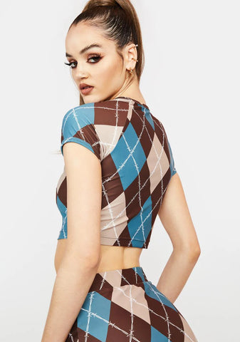 Beware Of Baddie Argyle Crop Top