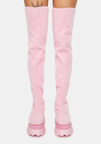Sugar Coated Dreams Fuzzy Thigh High Boots